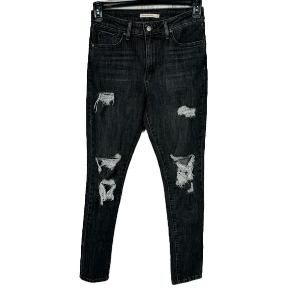 Levi’s 721 SZ 28 High-Rise Skinny Jeans Distressed Stretch Zip-Fly Gray Wash - Picture 1 of 12